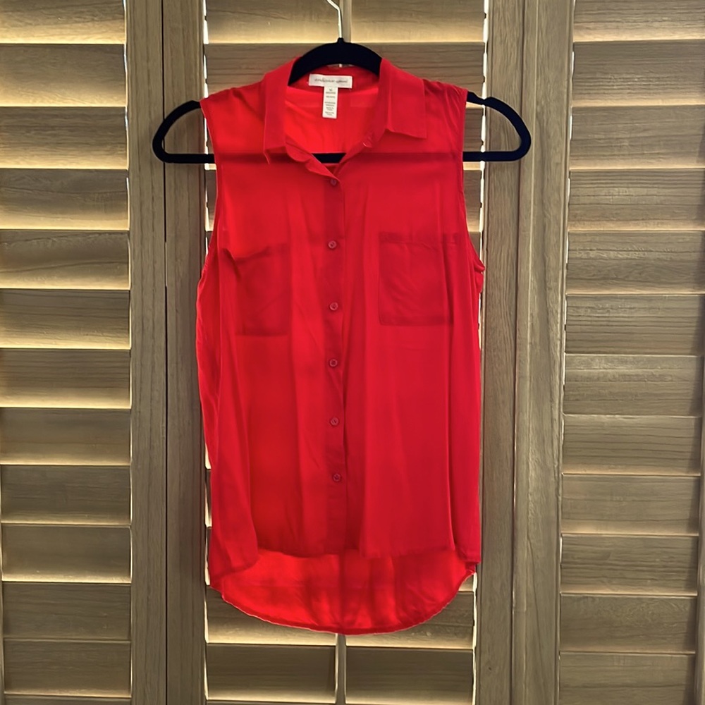 Red blouse tank with buttons
